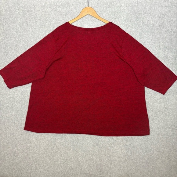 Catherines Beaded Sequin Poinsettias 3/4 Sleeve Holiday Top-Red-Women Size 3X - Picture 5 of 5